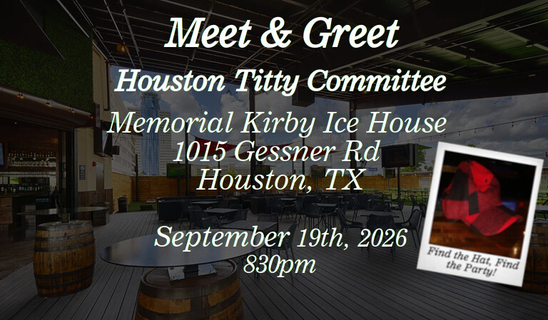 September 2026 Meet and Greet Poster for Houston ANR/ABF Houston Titty Committee at Kirby Ice House